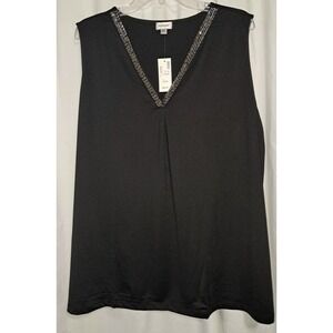 Trendy plus size Avenue Blouse, Black, 22/24, V neck, Sleeveless, 30 in long
